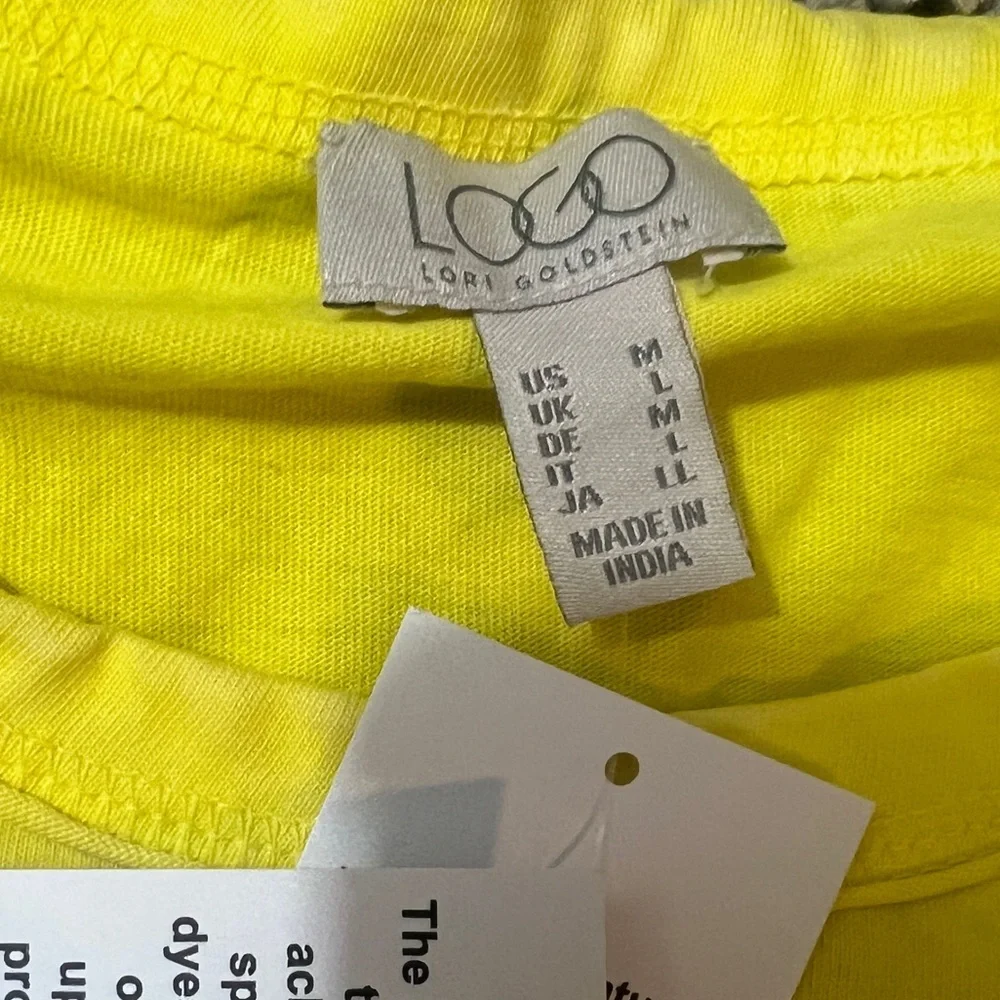 LOGO by Lori Goldstein Yellow 3/4 Sleeve‎ Tunic Top high low pockets size medium - Picture 8 of 11